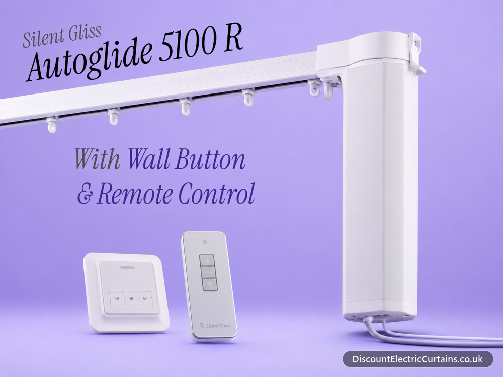 Silent Gliss Autoglide 5100 R Electric Curtain Track with wireless wall switch and remote control