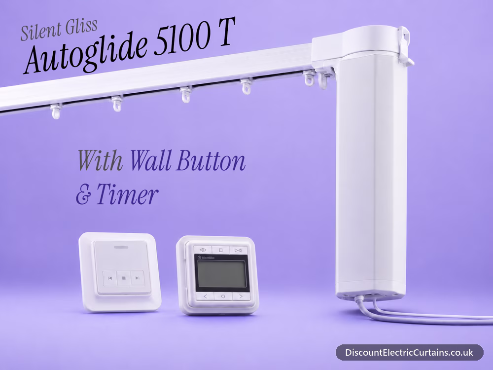 Silent Gliss Autoglide 5100 T Electric Curtain Track with wireless wall switch and programmable timer